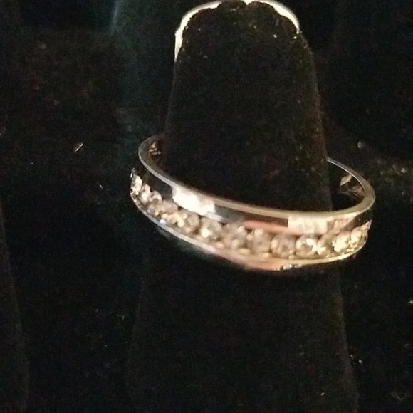 Rhinestone Faux Diamond Around Band Ring - Picture 3 of 3